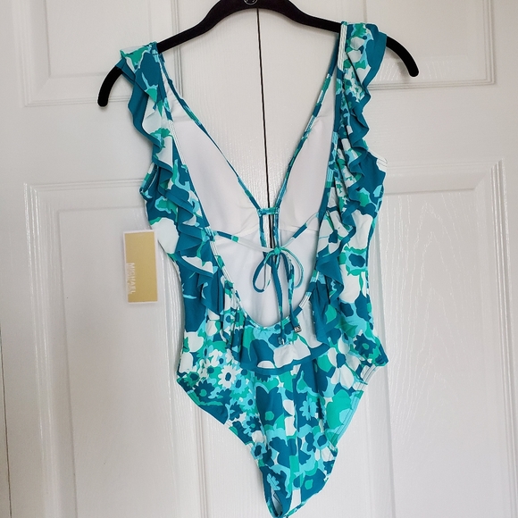 New Michael Kors Aqua/White Ruffle ScoopBa… - Picture 4 of 7